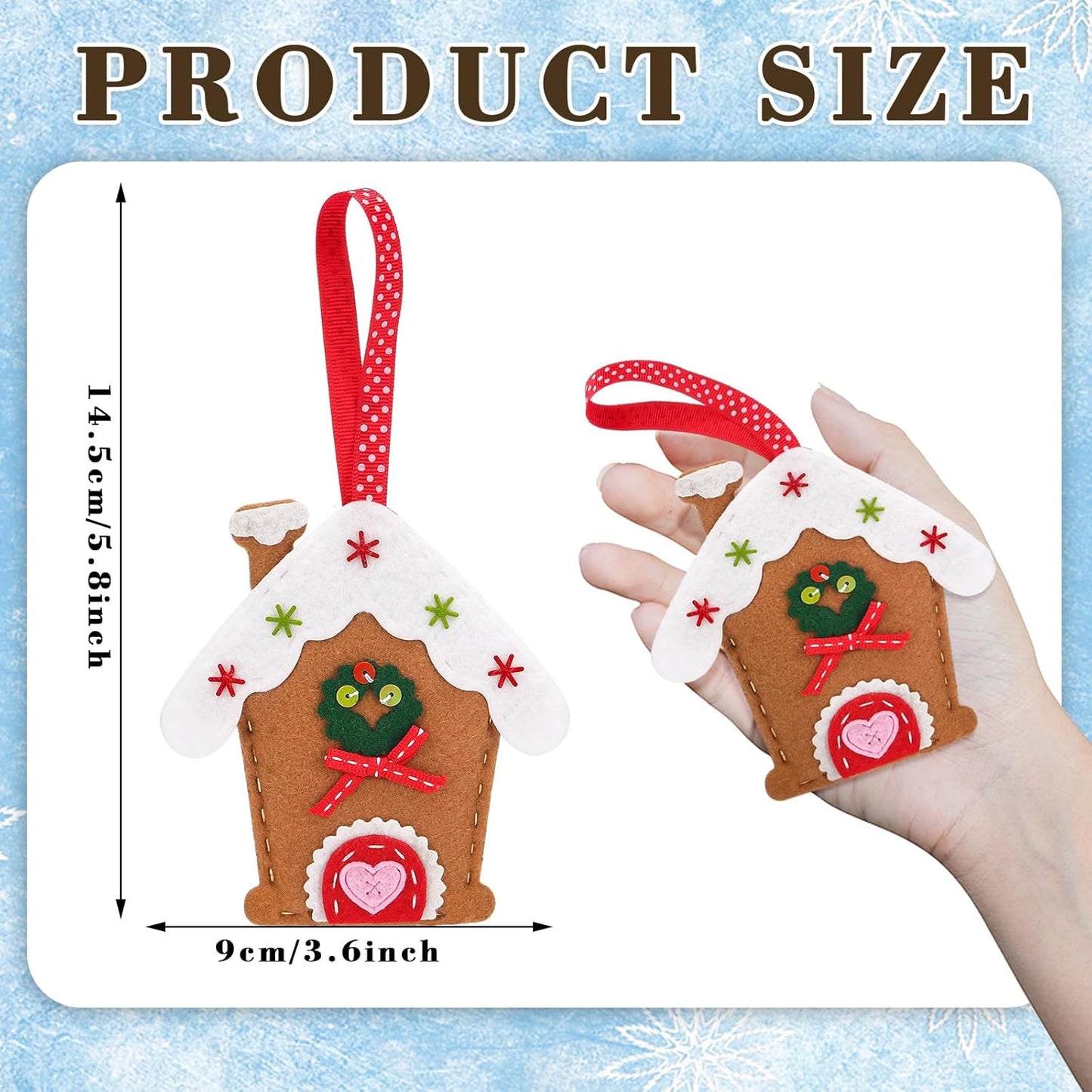 Skylety 8 Pieces 3D Christmas Tree Ornaments Set Felt Santa Snowman Candy Cane Ornament, Stocking, Gnome Decoration(Gingerbread)