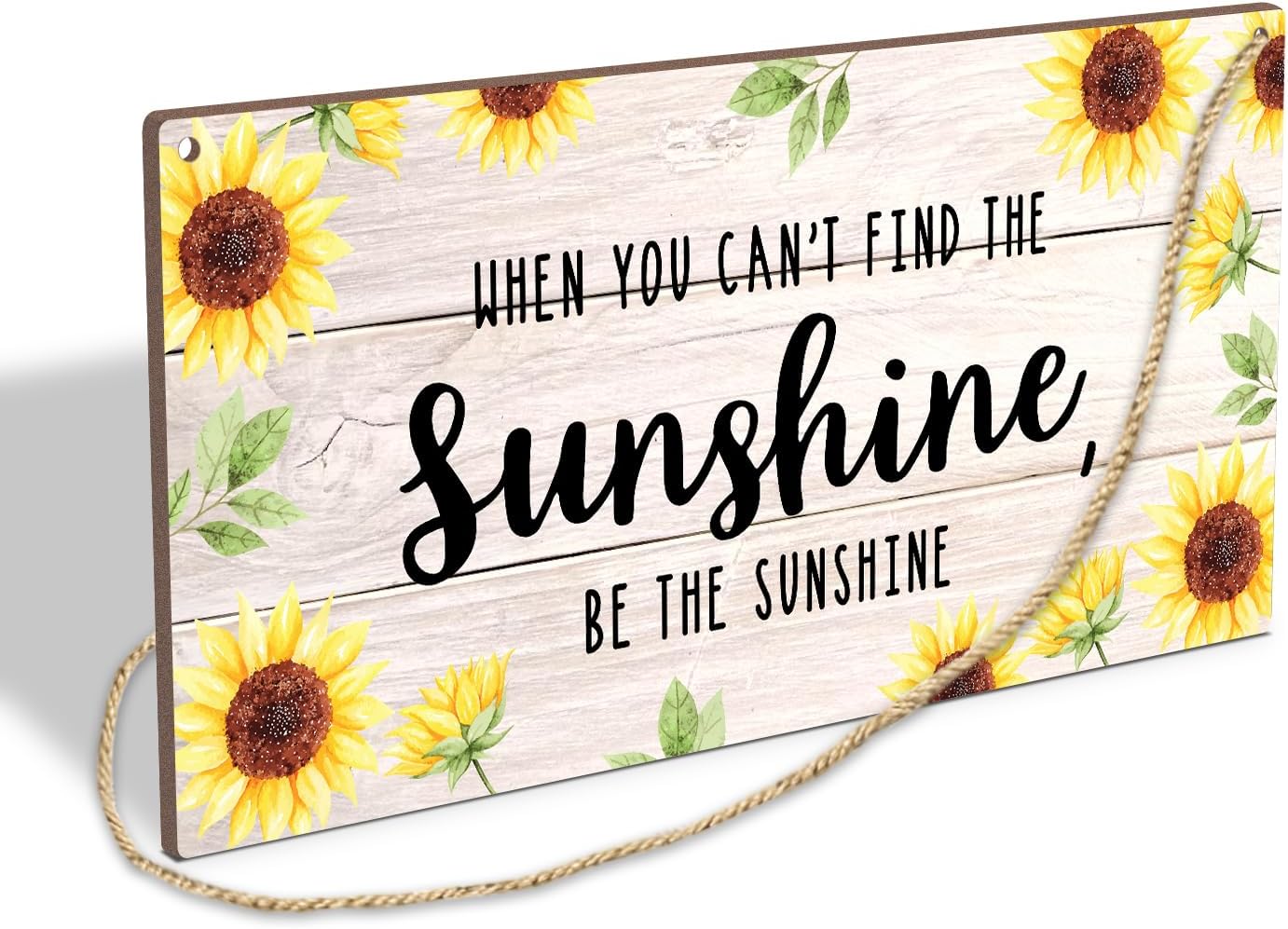 Be The Sunshine Wooden Hanging Sign Plaque, Sunflower Wall Decor Sign With Inspirational Quotes, Rustic Wood Sign Wall Art for Home Nursery Living Dining Room Farmhouse Garden Yard - A21