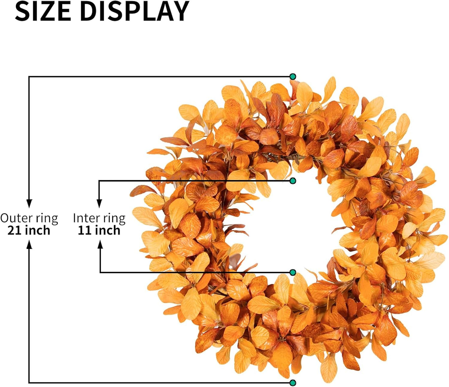 24 Inch Artificial Autumn Wreaths - Fall Leaves Wreath Front Door Decor for Harvest Farmhouse Style, Thanksgiving Halloween Holiday Decor Indoor Outdoor Use