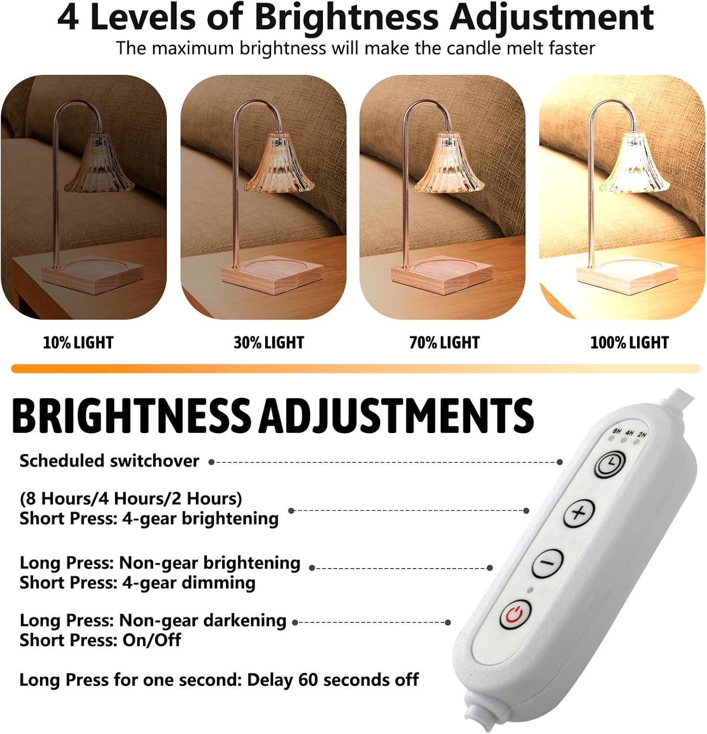 GEEZO Fragrance Candle Warmer Lamp，Electric Candle Warmer with Timer & Dimmer，Mom Christmas Birthday Gifts for Women, House Warming Gifts New Home Bedroom Decor