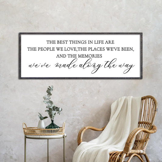 The Best Things in Life Wall Decor Sign 40 x 15 Inch Memories Inspirational Quotes Wood Framed Family Entryway Living Room Home Wall Art for Farmhouse Bedroom Room (Black)