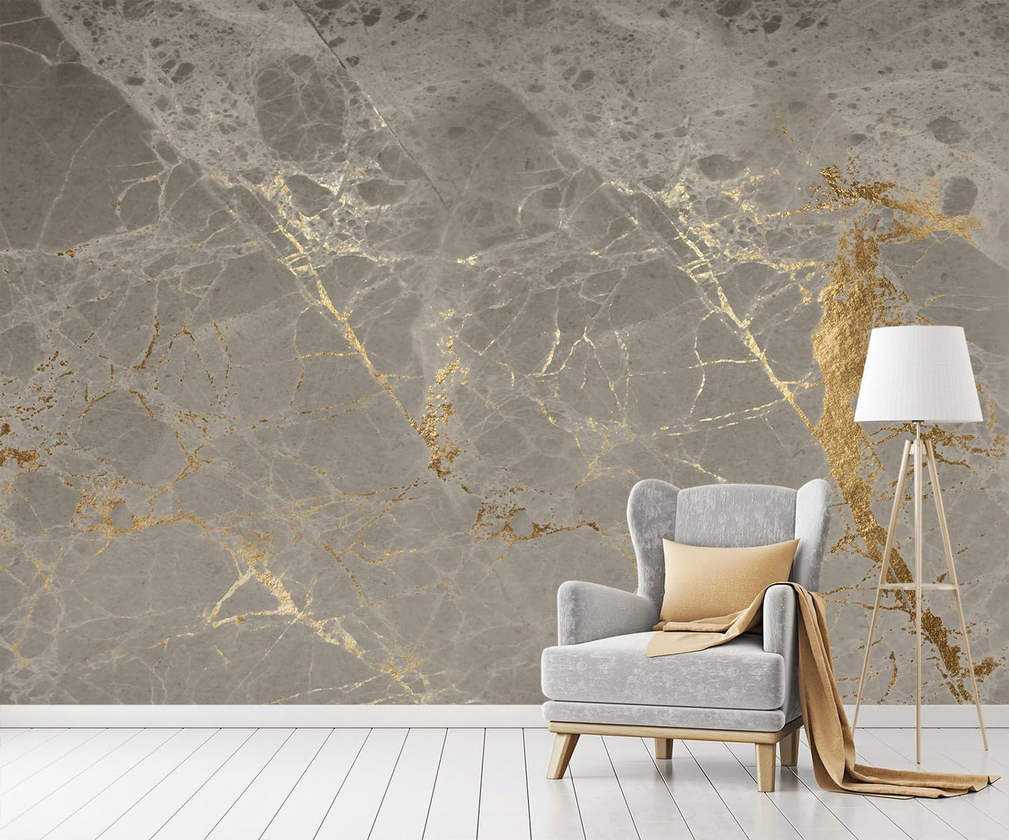 -Gold Abstract Marble Texture Bedroom Wallpaper XT15 S 100" x 65"