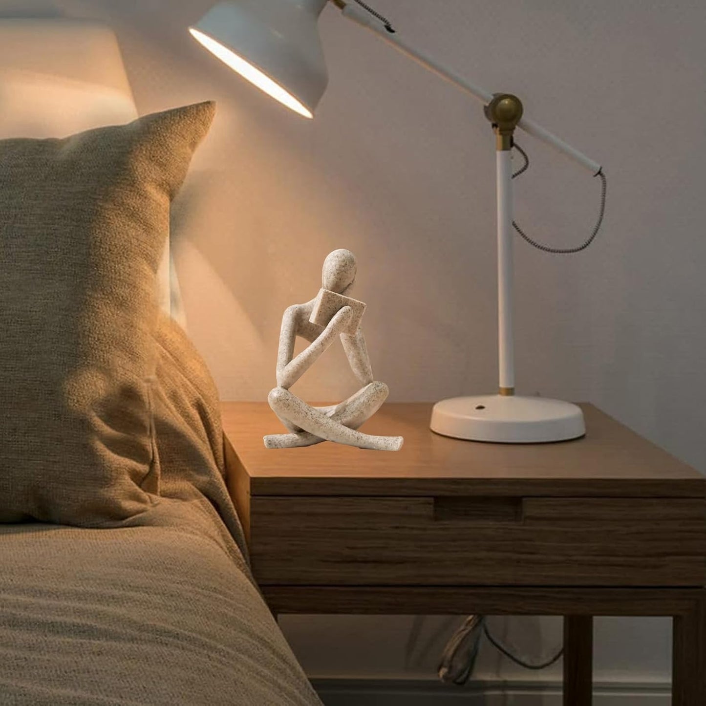 Bookshelf Decor Thinker Statue - Abstract Style Thinker Sculptures Modern Aesthetic Figurine Decoration Statues for Home Decor-Right Thinking-Sandstone