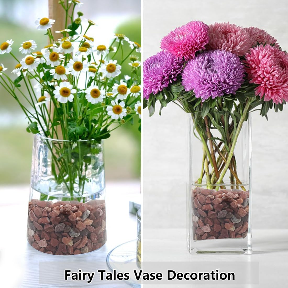 2LB Succulent and Cactus Gravel Pebbles, 1/5 Inch Natural Decorative Polished Stones, River Rocks for Vases Gardening Indoor and Outdoor Decorative Rocks, Red