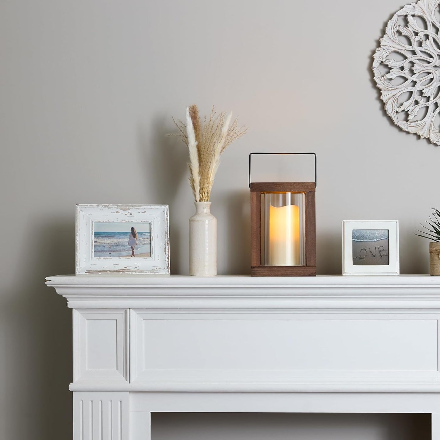 Zingz & Thingz Wooden Candle Lanterns, Decorative Light Home Decor, 9" Tall, Rustic Garden