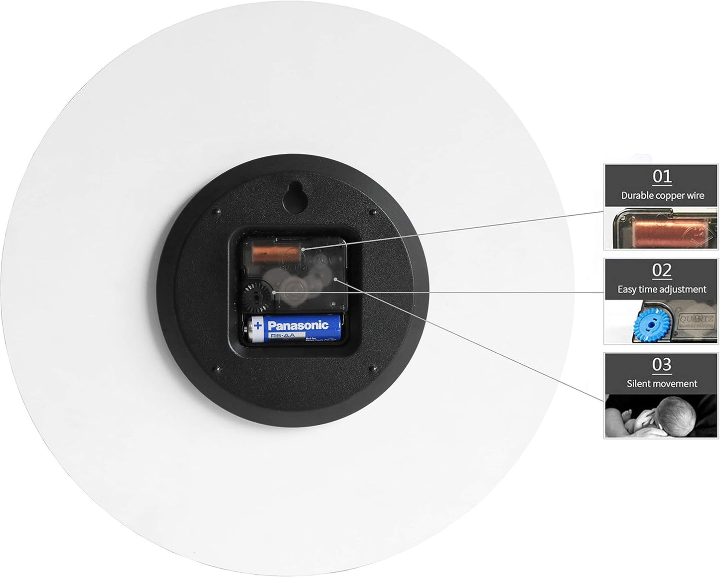 Stephanie Imports Modern Minimalist Hiding White & Teal Green Silent Wall Clock