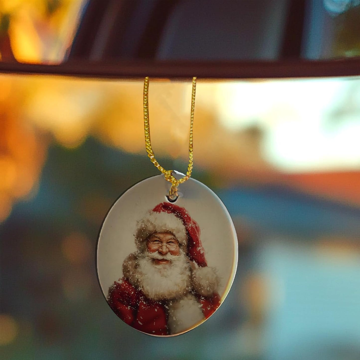 Vintage Christmas Santa Ceramic Ornament Gifts, Retro Christmas Winter Santa Claus Decorative Hanging Ornaments for Xmas Tree Holiday Party Decoration, Winter Xmas Tree Decorations