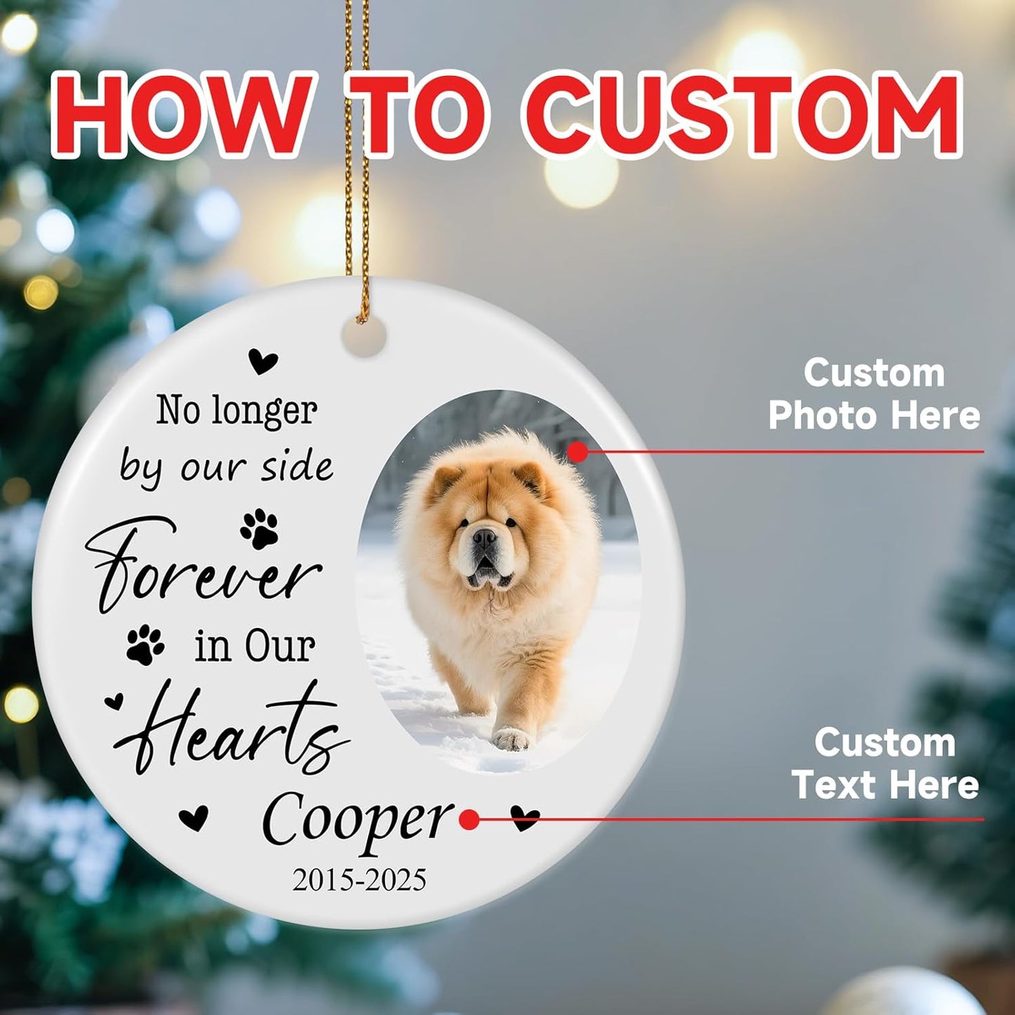 Custom Dog Memorial Gifts, Personalized Pet Memorial Ornament, Customized Christmas Ornaments 2025, Sympathy Keepsake Gift for Loss of Loved One, Dog Lover Gifts