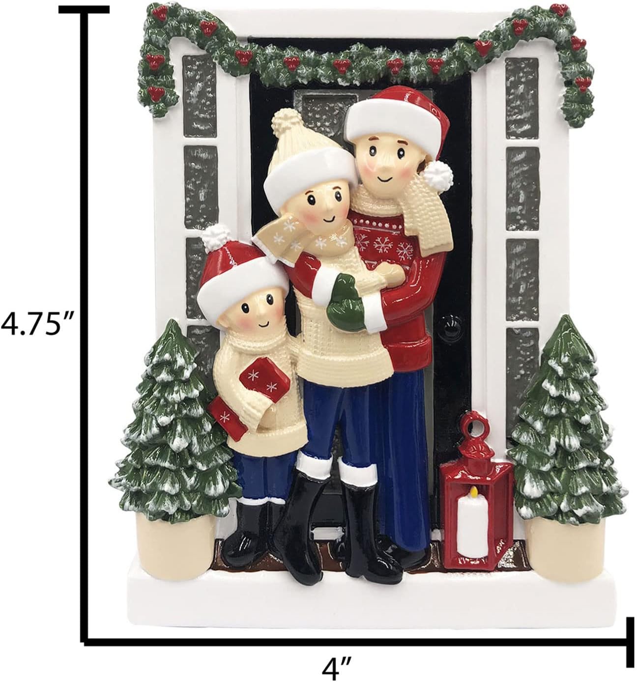 3D Welcoming Family of 3 Christmas Ornament 2025 Personalized Family Christmas Ornaments 2025 | Doorway Home Keepsake Personalized Tree Ornaments Customizable Gifts Winter Sweaters of Three Ornament
