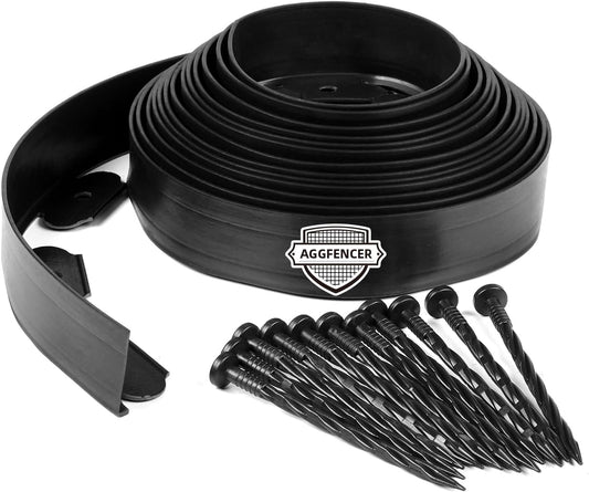 2 in x 40 Ft Garden Landscape Edging, No Dig Garden Edging Border Kit with Spikes for Flower Bed Lawn Yard Grass Black