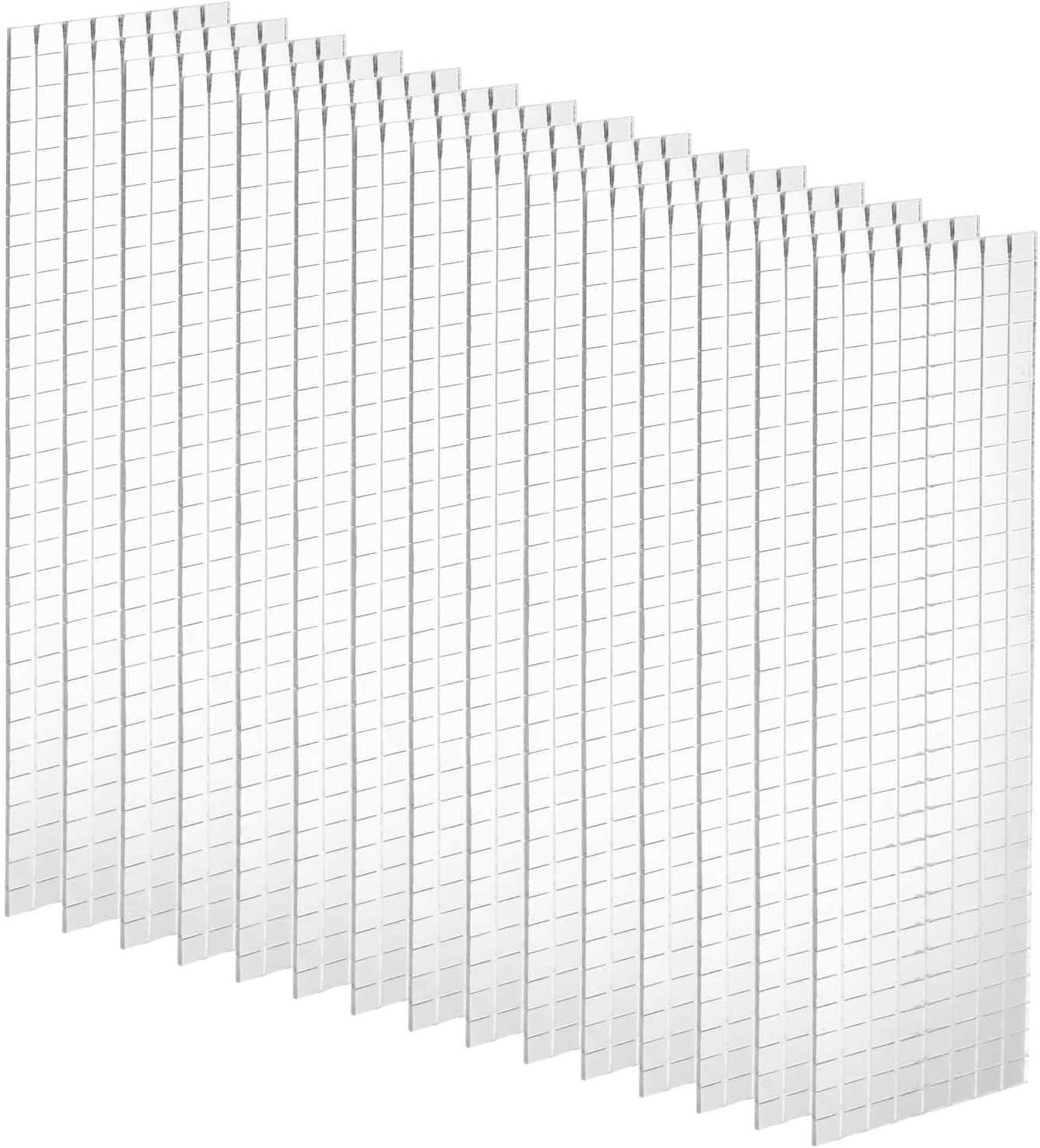 HARFINGTON 15 Sheet 7200 Pieces Self Adhesive Mirror Mosaic Tiles 5x5mm Small Square Mirror Tiles Sticker Disco Ball Stickers Mini Glass Tiles for DIY Craft Party Home Decoration, Silver