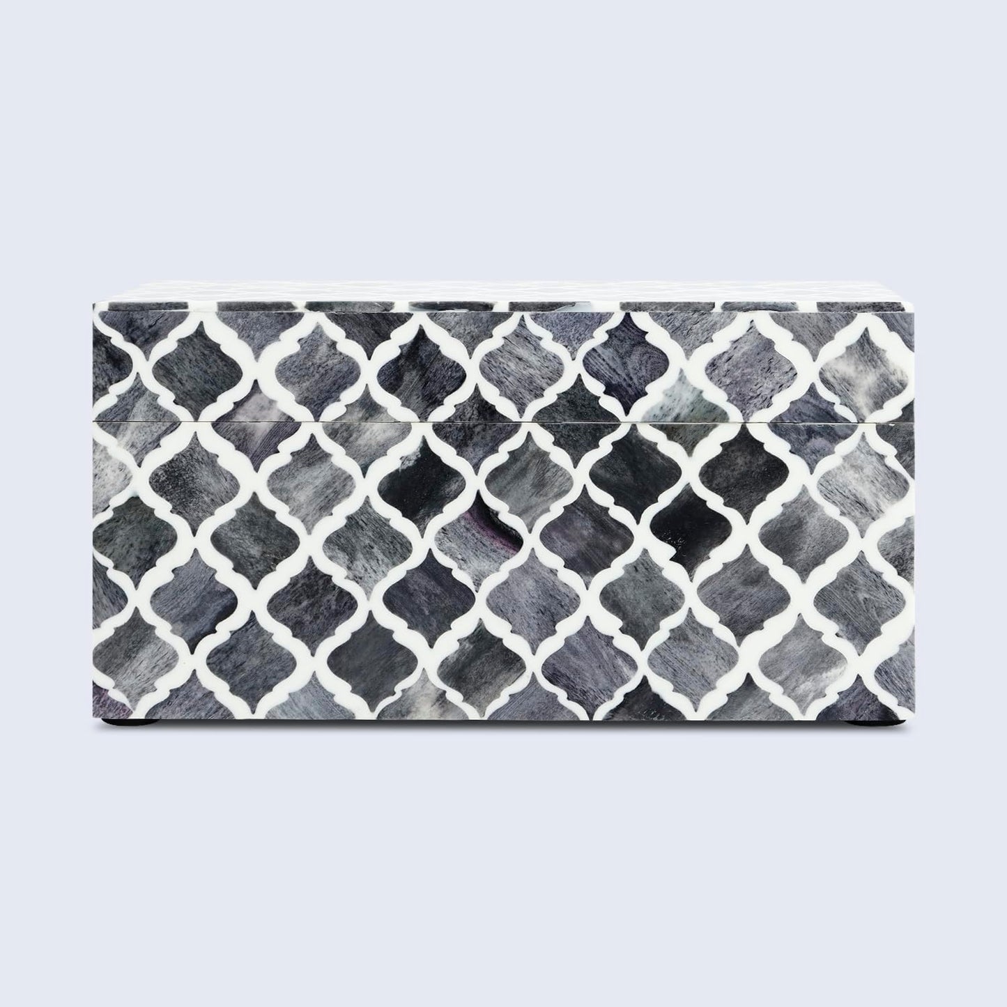 Handicrafts Home Handmade Moroccan Pattern Inspired Decorative Box - Large Storage Organizer for Neck Chains, Watches, Memory Keepsakes - Boho Style Treasure Box, Multipurpose Gift - Grey, 10x5x5