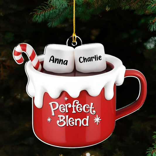 A Blend of Christmas Cheer Personalized Acrylic Ornament – Custom Name Charms Family Members up to 10 People, Holiday Decoration for Family Members & Friends