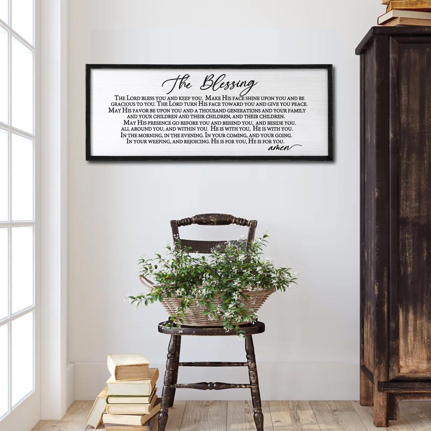 The Blessing Christian Song Lyrics Wall Decor Art 24"X10" Quote Christian Bible Verse Religious Scripture Wall Sign (Black)