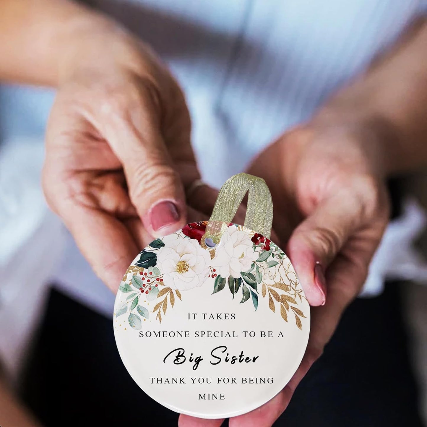 Sister Ornaments 2025 Sis Ornament Big Sisters Ornament Sister Christmas Ornament for Sisters Forever Ornament Sister Graduate Best Sis Ever Double-Sided Printing Ceramic(2.9"