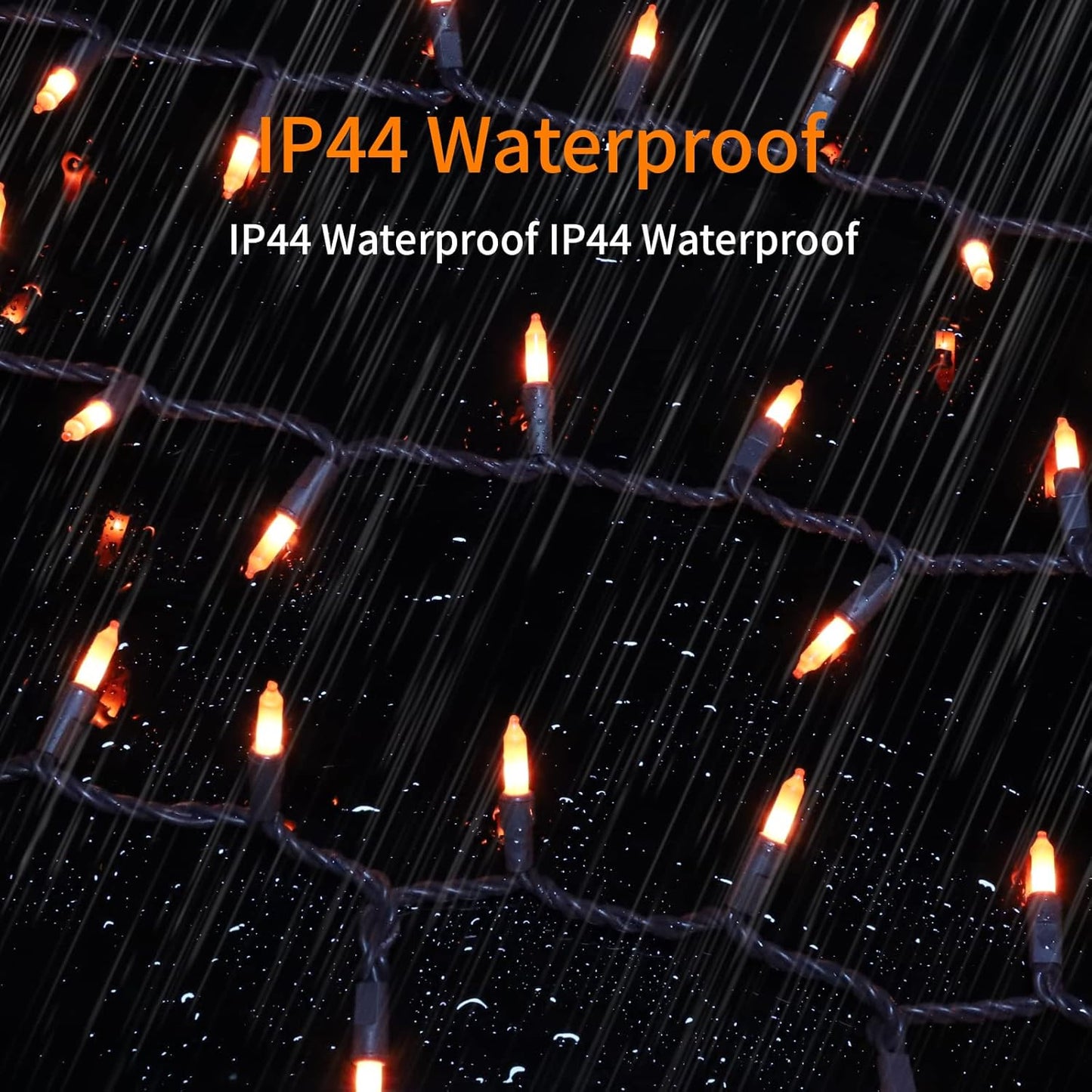 Halloween Lights, 300 Count Brown Wire Incandescent Christmas Mini Lights, 120 V High-Voltage UL CertifiedLight String Connectable, for Indoor Outdoor Patio Tree Party Home Decor, Orange