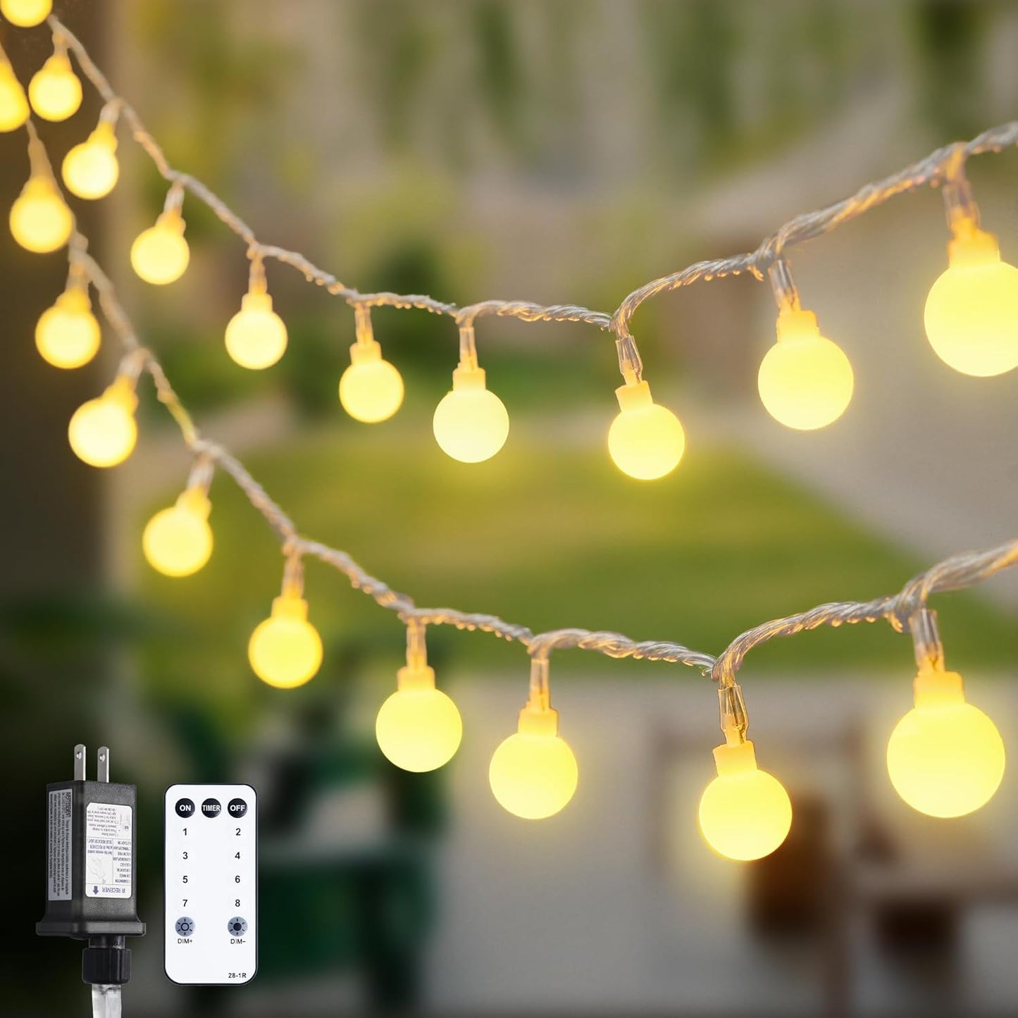 147ft Globe String Lights Indoor Outdoor Waterproof, 300 LED Christmas fairy Lights Plug in with Remote, Hanging Light for Classroom Bedroom Tent Camping Patio Wedding Party Garden Decor, Warm White