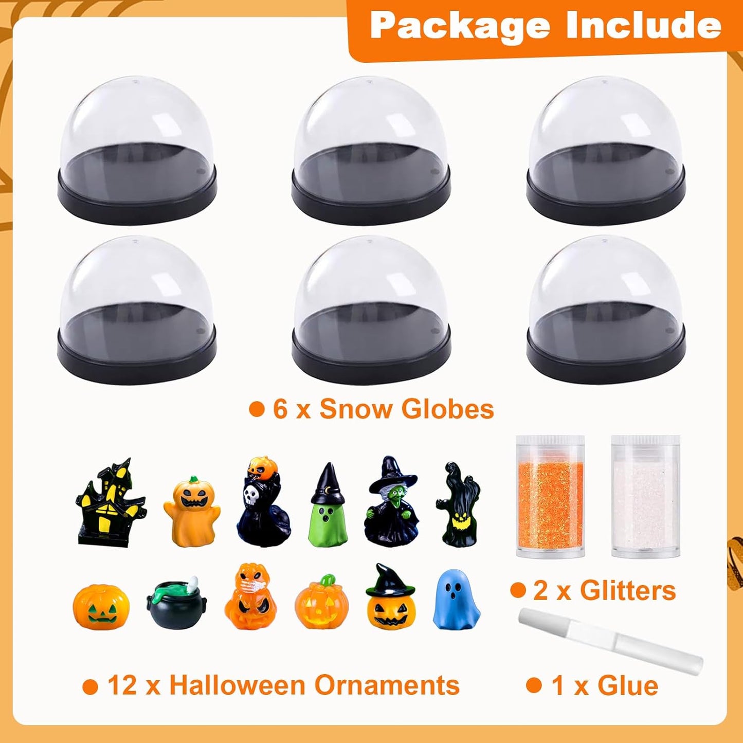 Halloween Snow Globes Making Kit - Make Your Own Snow Globes, Halloween Crafts for DIY Water Globes, Halloween Activities and Gift, Halloween Decorations for Home(6 Packs)