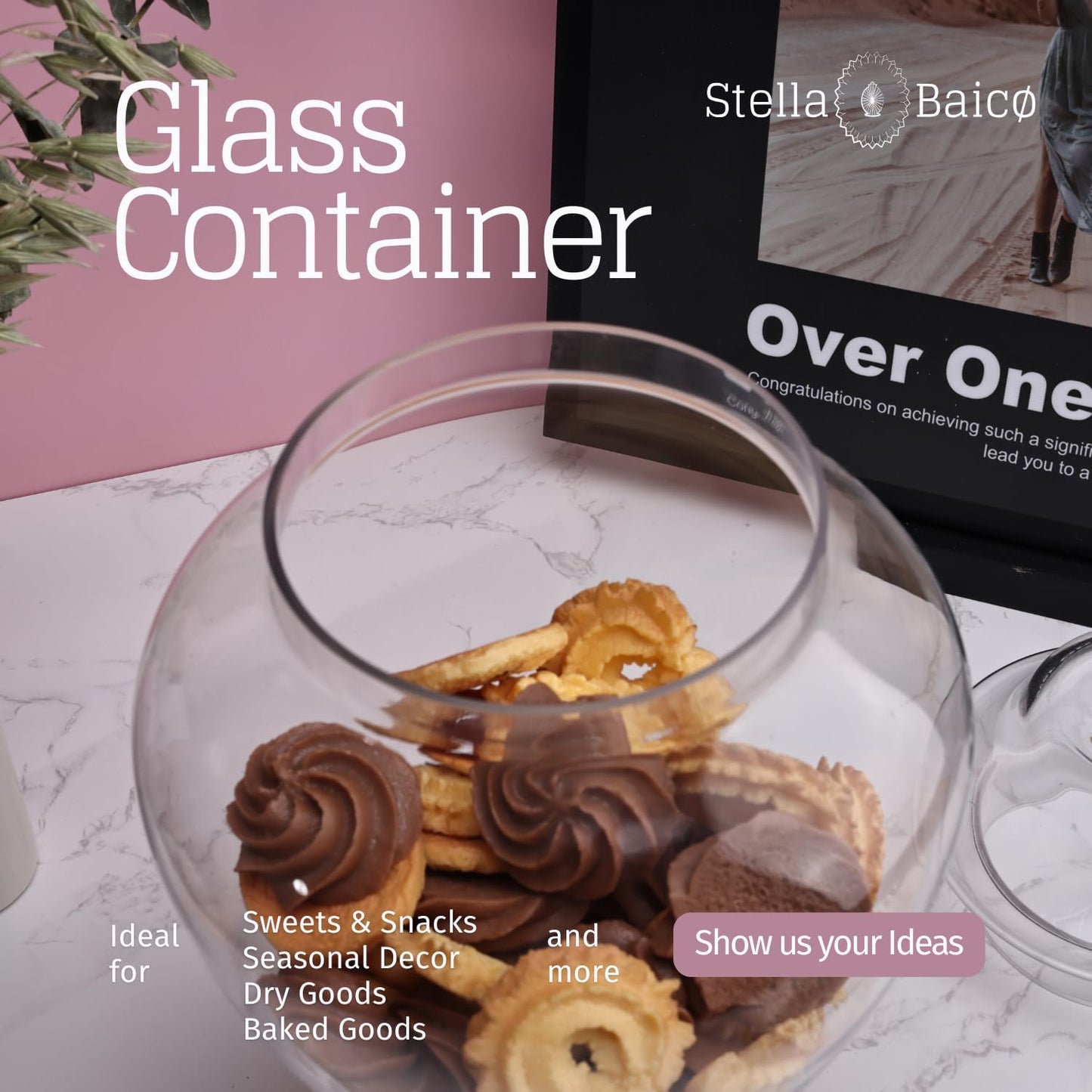 Clear Glass Apothecary Jars with Lid, Glass Candy Jar for Candy Buffet, Elegant Decorative Glass Jars for Wedding, Display and Party, Large Candy Canisters (Height: 12.6", Diameter: 6.3")