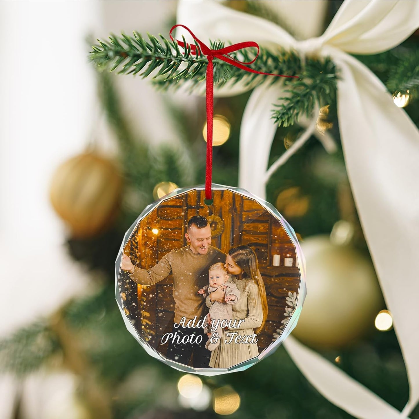 Personalized Christmas Ornament with Photo - Custom Picture Ornaments for Christmas 2025, Customized Memorial Hanging Ornament Xmas Tree Decor, for Family, Friends, Lovers