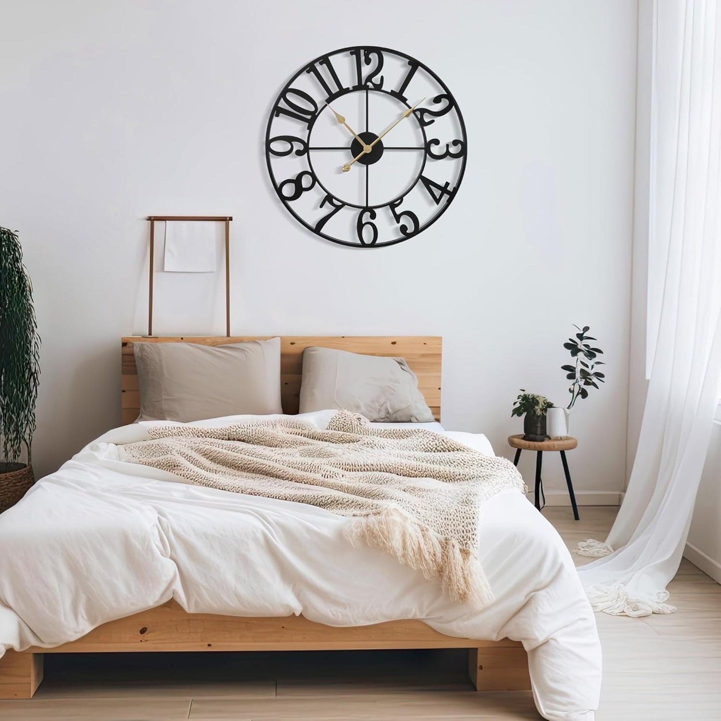 Large Wall Clock for Living Room Decor - 40cm/ 16 Inches Silent Non-Ticking Metal Wall Clocks Battery Operated, Vintage Decorative Modern Wall Clock for Bedroom, Office, Farmhouse Decor