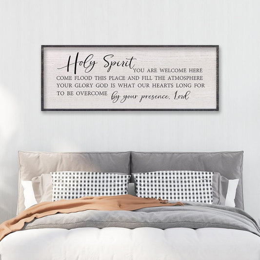 LuZhiQiang Holy Spirit You are Welcome Here Wall Decor 40"X15" Quote Christian Bible Verse Scripture Religious Art Wall Sign (Black)