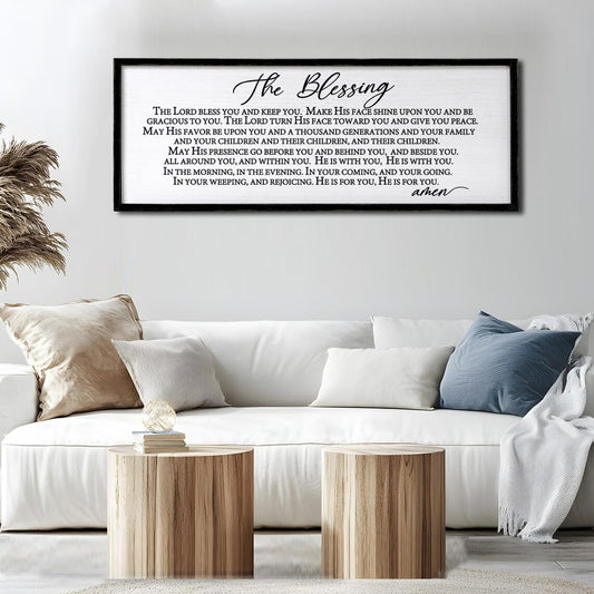The Blessing Christian Song Lyrics Wall Decor 32"×12" Bible Verse May The Lord Bless You Scripture Wall Art Sign (Black)
