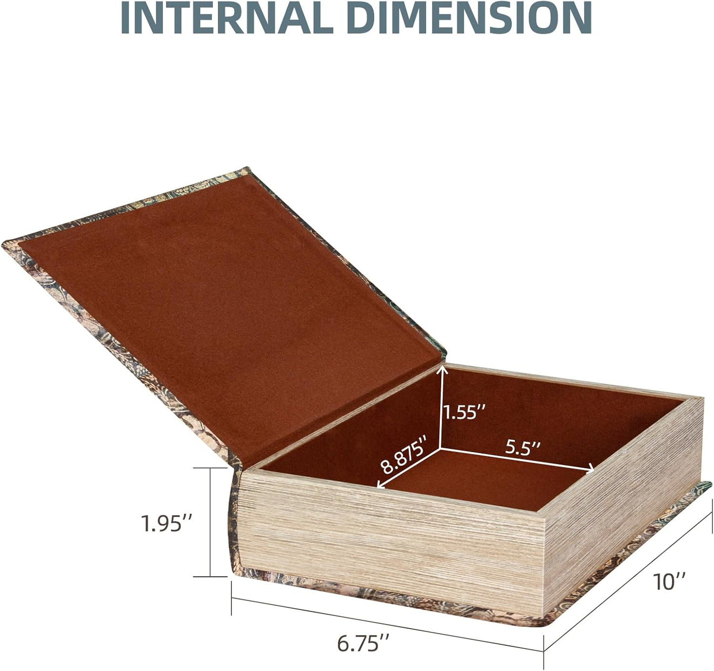 Vintage Style Wooden Decorative Book Box - Faux Leather, Christian Cross Pattern, Gift Idea