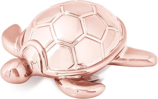 Small Sea Turtle Statue 4 inch Shiny Rose Gold Accent Knick Knacks Paperweight for Bathroom Home Office Shelf Desk Table Decor, Cute Sea Turtle Gifts for Women