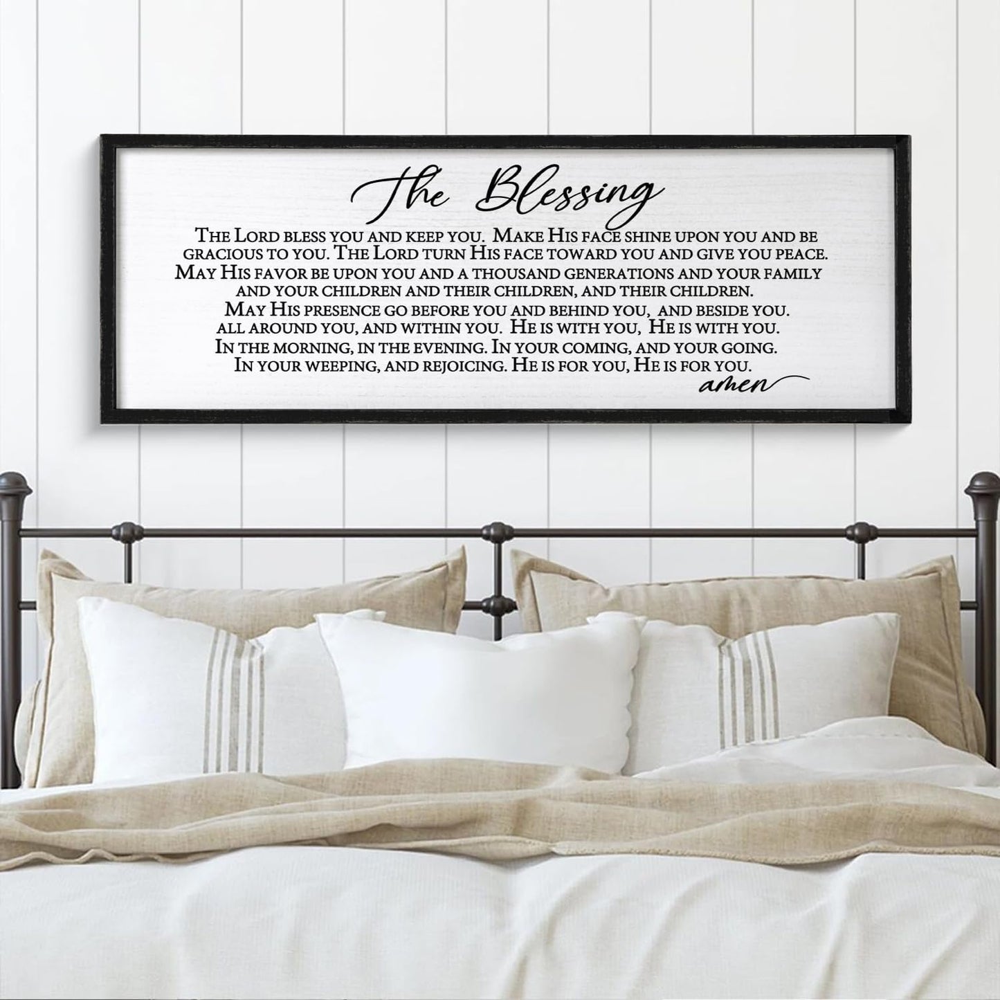 The Blessing Christian Song Lyrics Wall Decor Art 24"X10" Quote Christian Bible Verse Religious Scripture Wall Sign (Black)