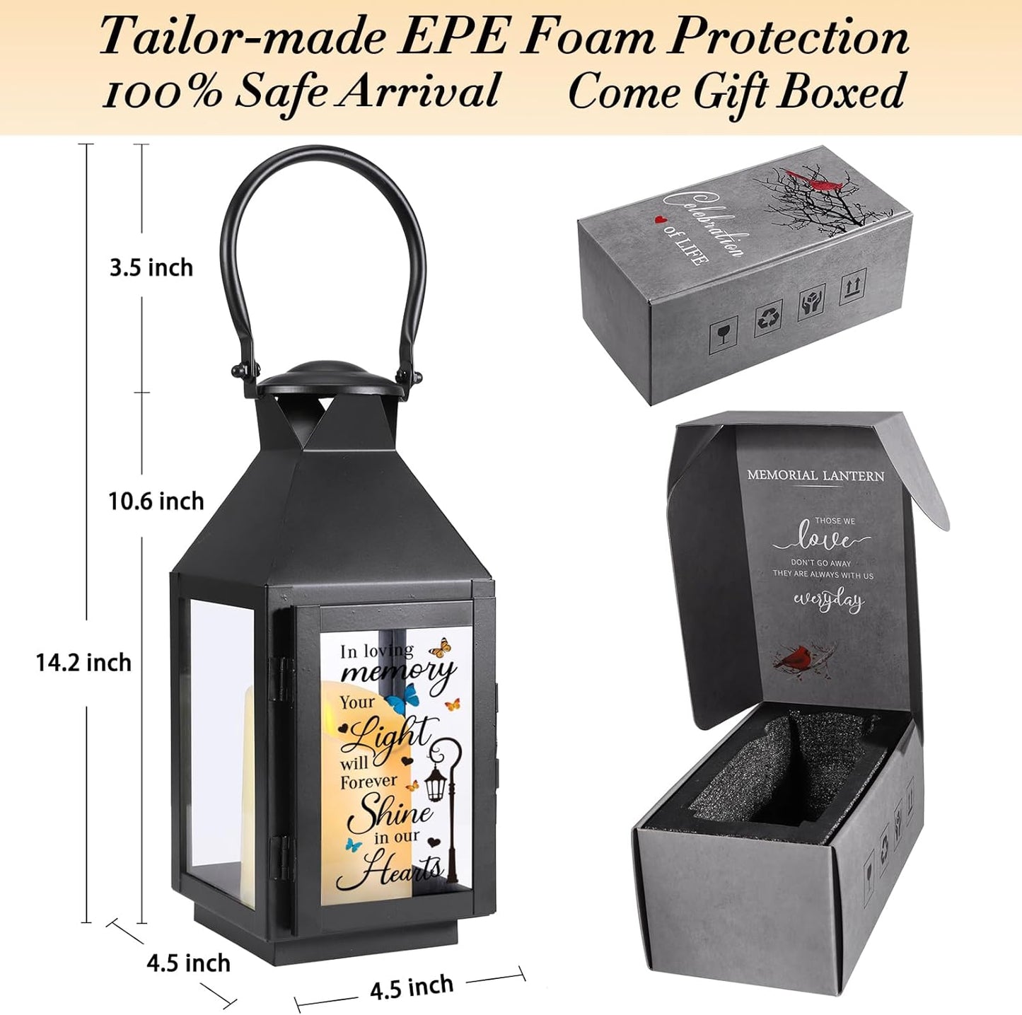 Memorial Lantern, Sympathy Gifts for Loss of Mom/Dad/Loved One, Bereavement Gifts, in Memory of Loved One Gifts, Remembrance Gifts for Loss, Celebration of Life, Memorial Gifts, Funeral Gifts