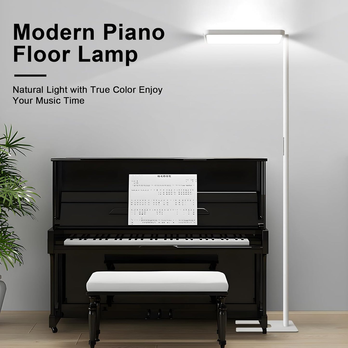 LED Floor Lamp 78ines Tall Floor Lamp 80W White Mordern Office Standing Lights Eye-Care Reading Lamps for Living Room Study Bedroom 4000K Daylight