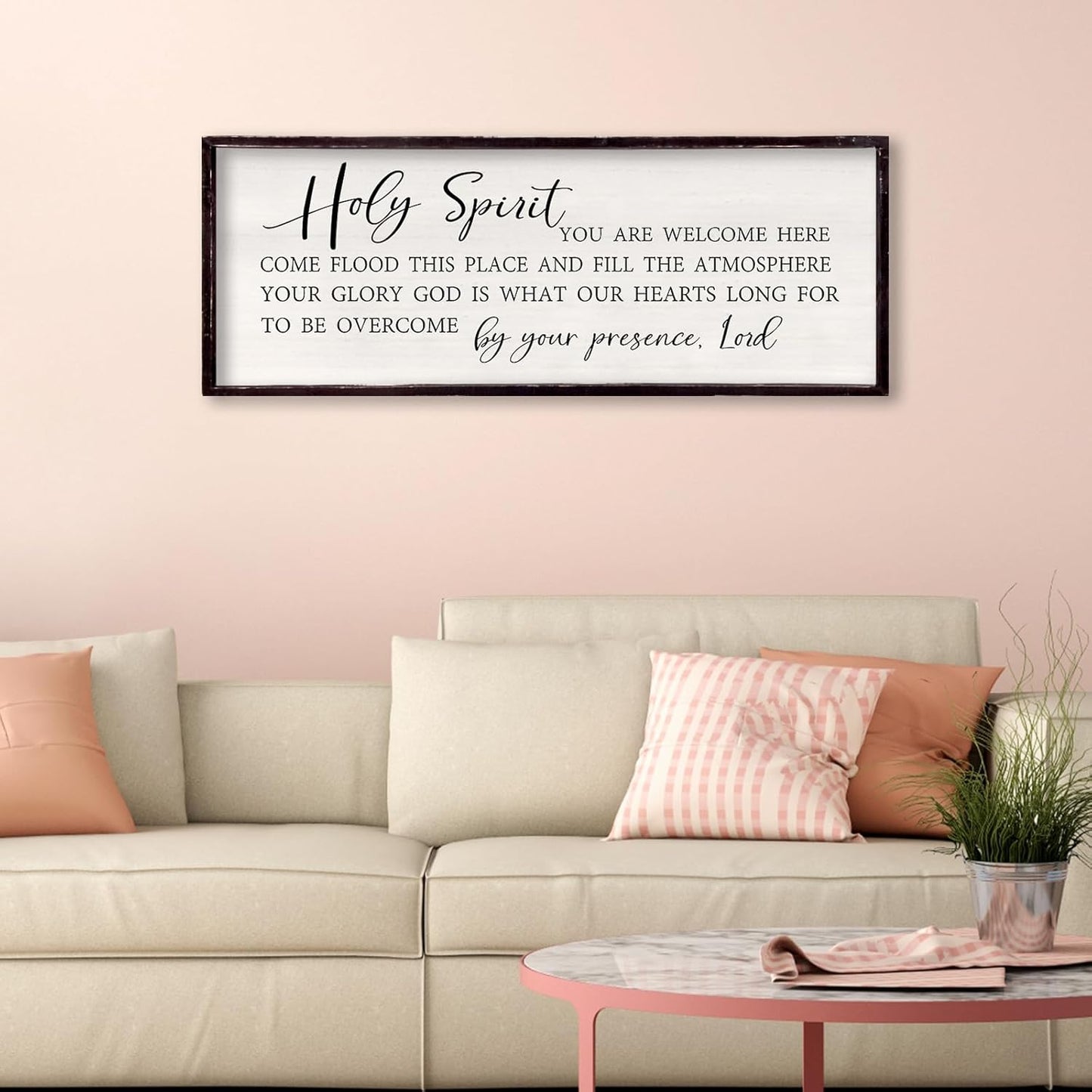 Holy Spirit You are Welcome Here Wall Decor 32"×12" Quote Bible Verse Religious Christian Scripture Wall Art Sign (Black)