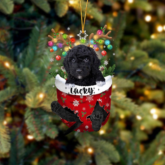 Black Goldendoodle Dog Christmas Ornament, Black Goldendoodle in Snow Pocket Christmas Tree Ornament, Dog Lovers Gift Idea Xmas Decor, Christmas Decorations for Tree, Ornament Gift for Dog Lovers