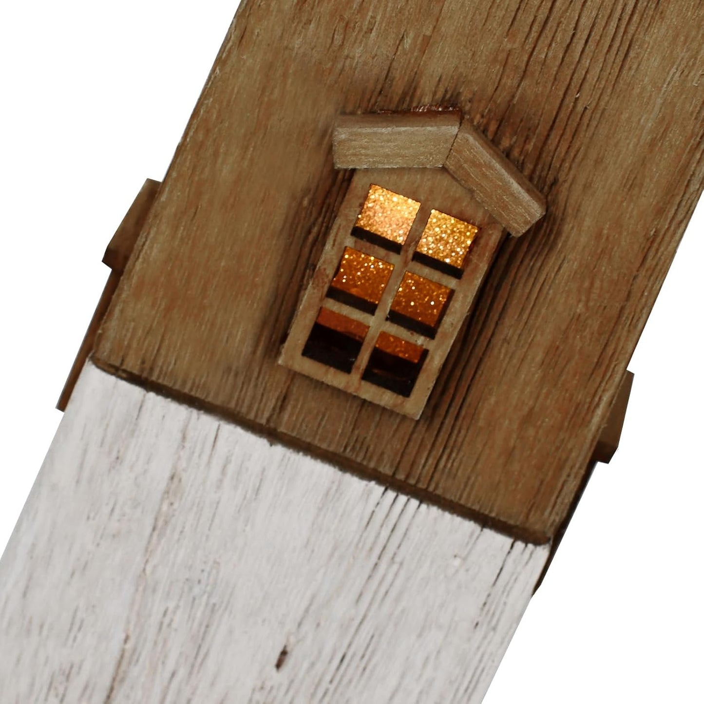 Linfevisi Wood Lighthouse Decor Rustic LED Light House Decor Wooden Decorative Nautical Lighthouse Statue Coastal Beach Themed Lighthouse Handcrafted Tabletop Decoration Home Bathroom (13.78")