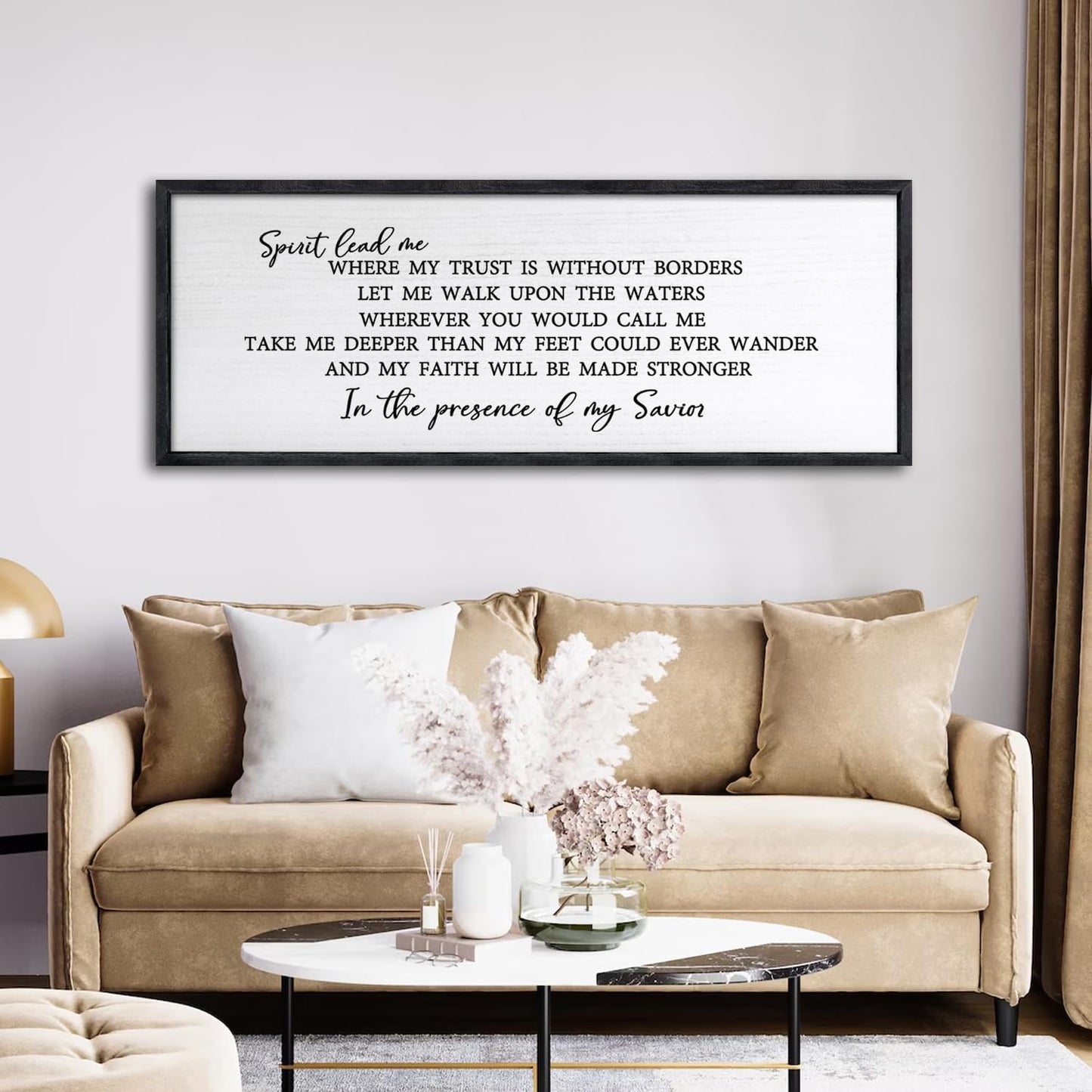 Spirit Lead Me Wall Art Decor 24×10 Inch Christian Scripture Office Inspirational Lyrics Ready to Hang Wooden Framed Sign (Black)