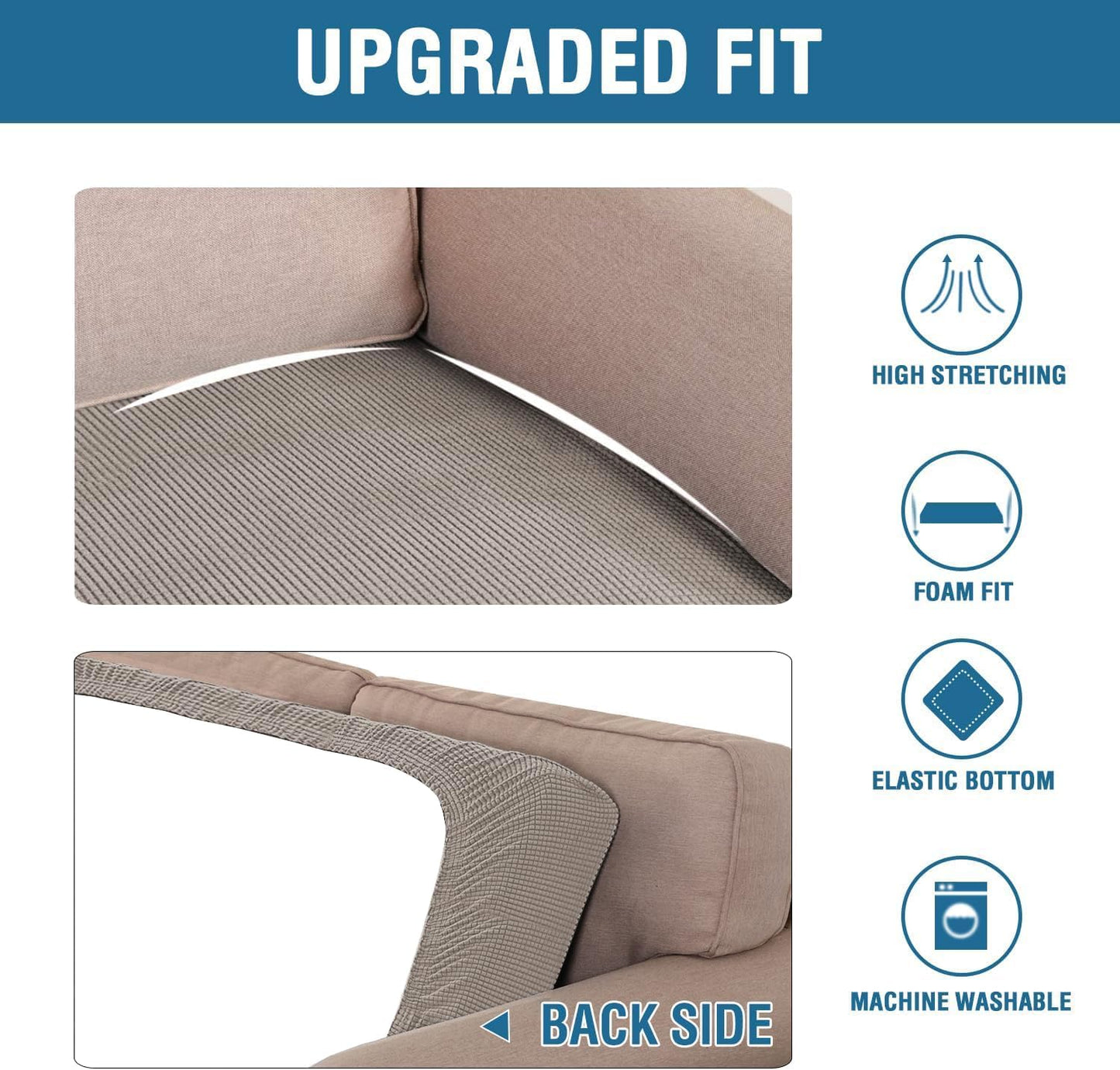 H.VERSAILTEX Super Stretch Stylish Cushions Covers/Furniture Cover Spandex Jacquard Small Checked Pattern Super Soft Slipcover Washable Individual