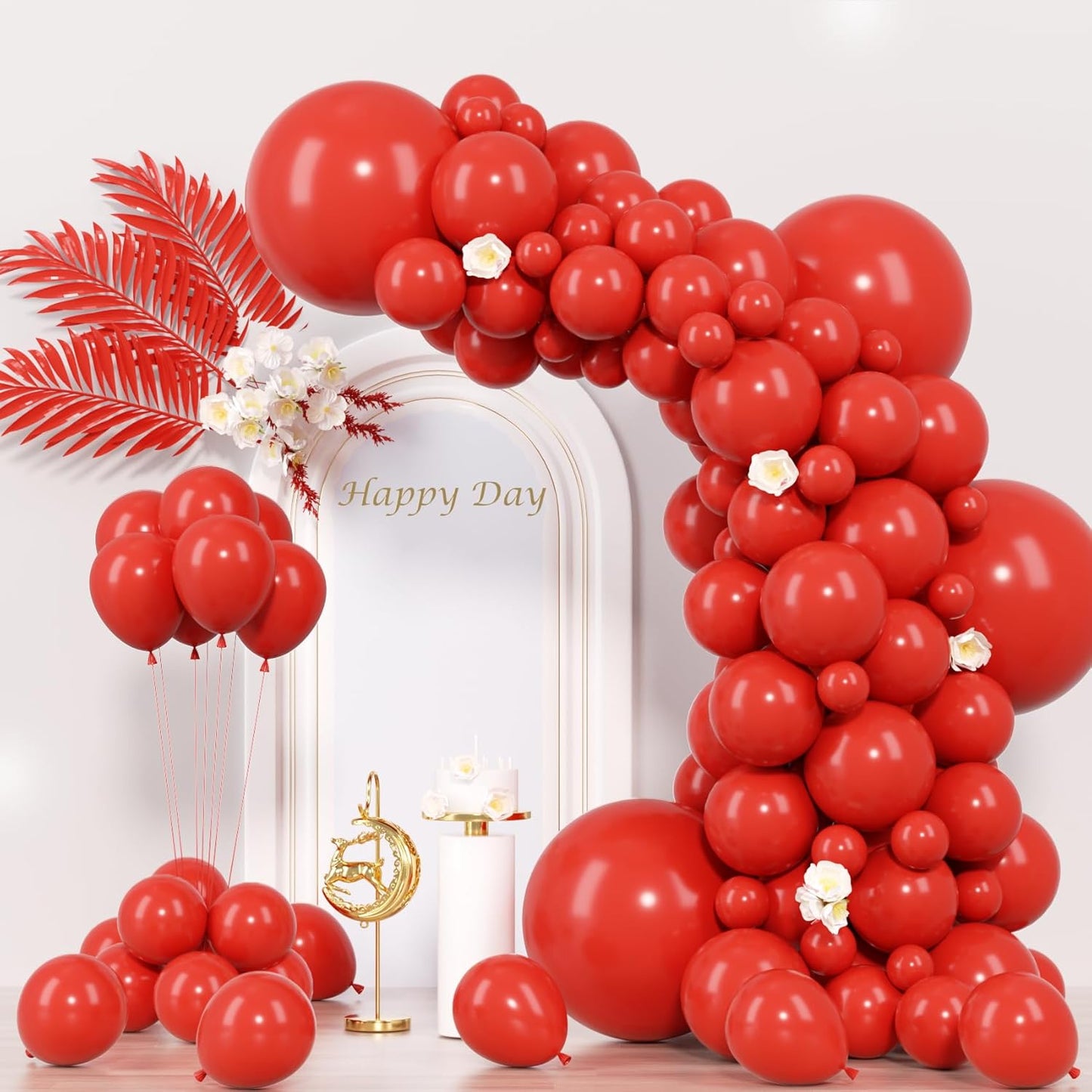 130pcs Red Balloons Different Sizes 18" 12" 10" 5" Party Latex Balloons for Valentine's Day Birthday Christmas Baby Shower Wedding Anniversary Party Decorations