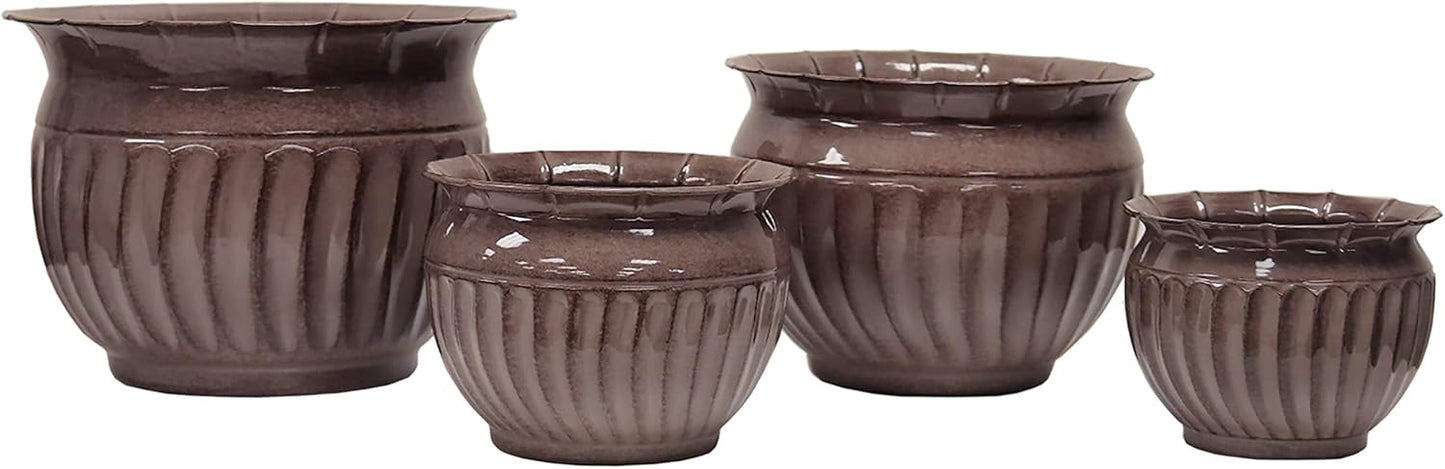 Headwind 6" Sutton - Rosewood Brown, Ironstone Metal Planter Pot. Indoor Outdoor Use