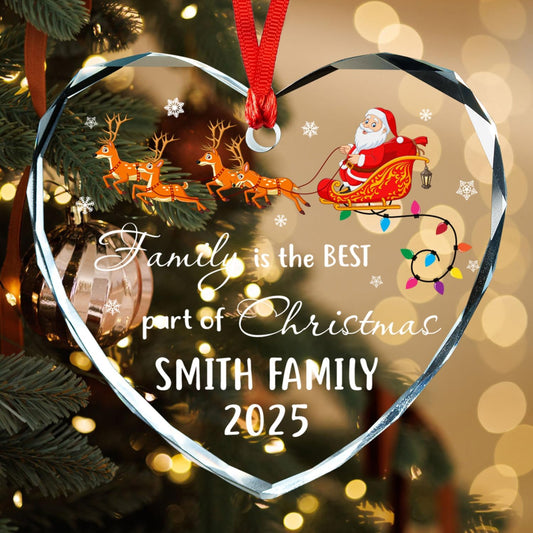 Personalized Crystal Christmas Ornaments, Custom Family Glass Ornament 2025, with Custom Name, Date - Perfect Keepsake Gift for Family, Dad, Mom, Him, Her, Couple