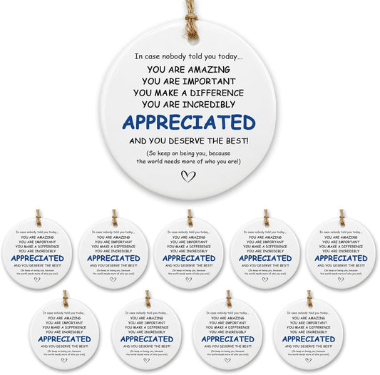 Thank You Gifts for Women & Men - 10 Pcs Appreciation Gift Set for Coworkers - Ceramic Ornament Set