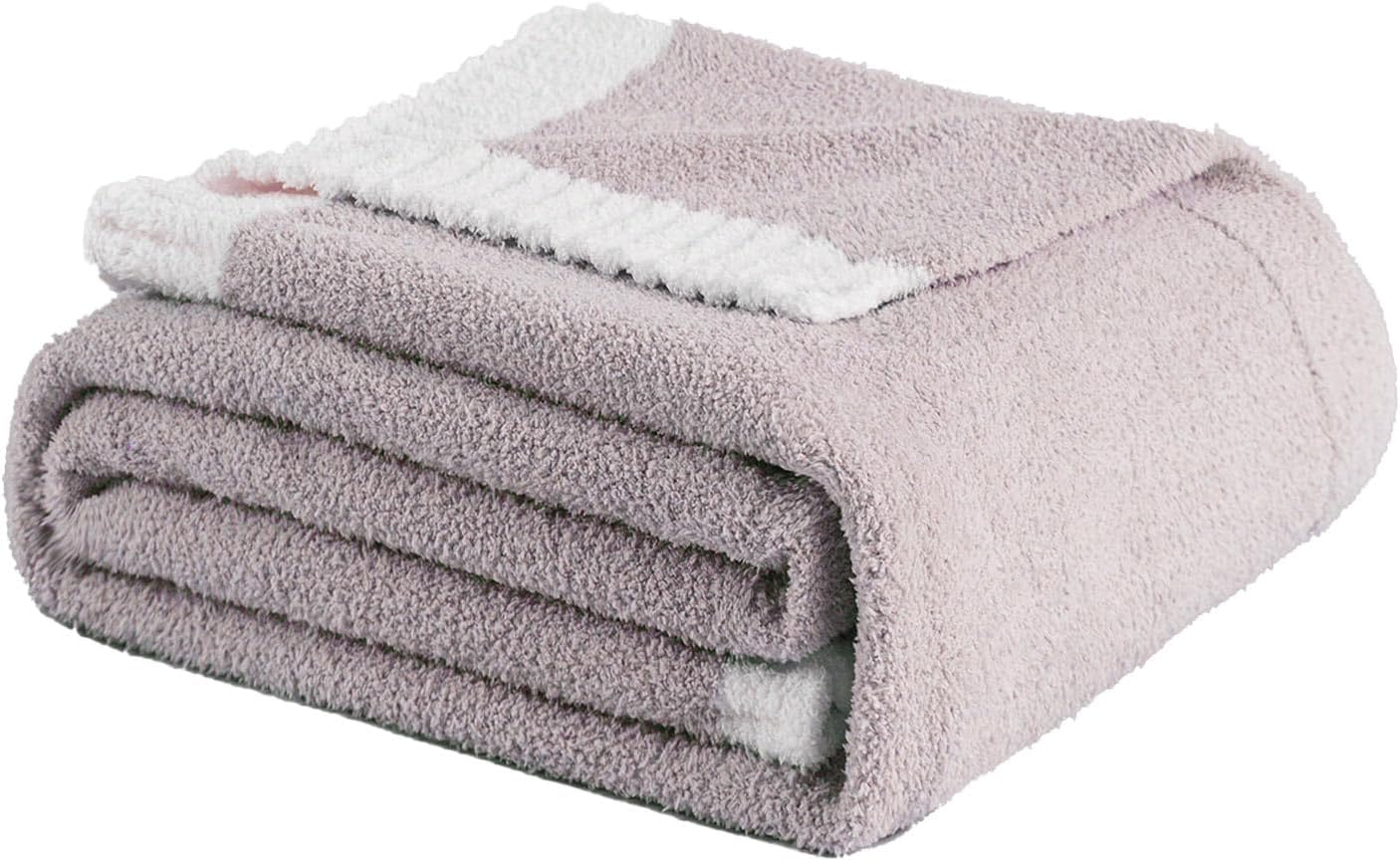 Soft Fuzzy Throw Blanket - Light Grey Cozy Warm Knit Fluffy Plush, Lightweight & Breathable, Throw for Bed, Chair, Sofa, Couch, Outdoor, 50"X60", Oeko-TEX Certified