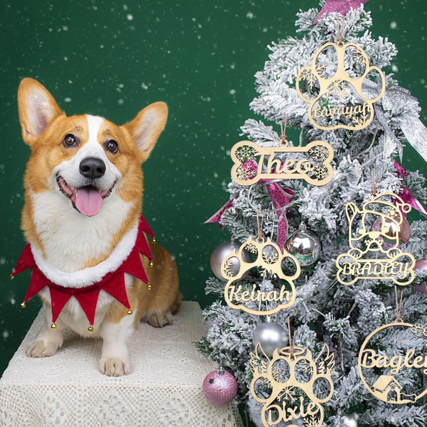 Personalized Christmas Ornaments 2025 with Names Custom Christmas Wooden Pet's Name Ornaments Personalized Dog Cat Paw Ornament