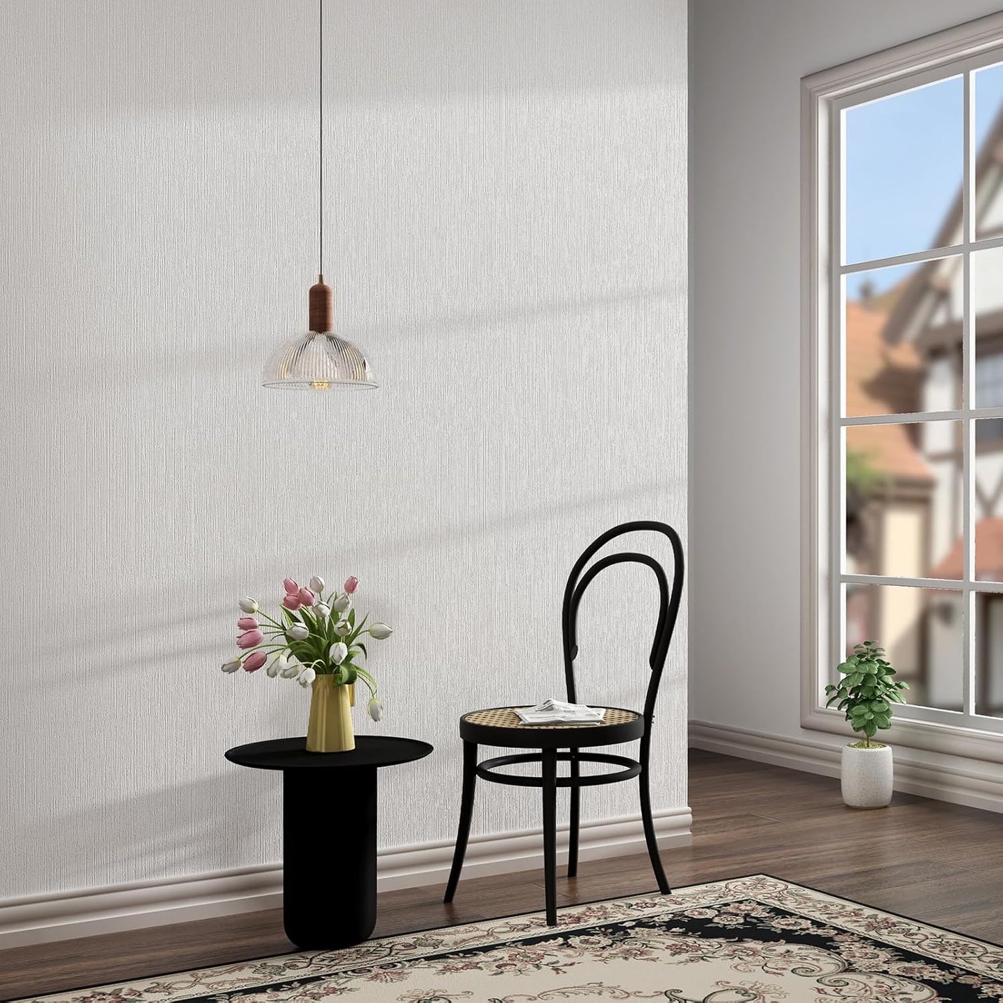 Grasscloth White Peel and Stick Wallpaper 20.8"x394" Thick Slight Embossed Linen Textured Wall Paper Self-Adhesive Removable Wallpaper Vinyl Film Roll for Home Use (White, 20.8"x394")