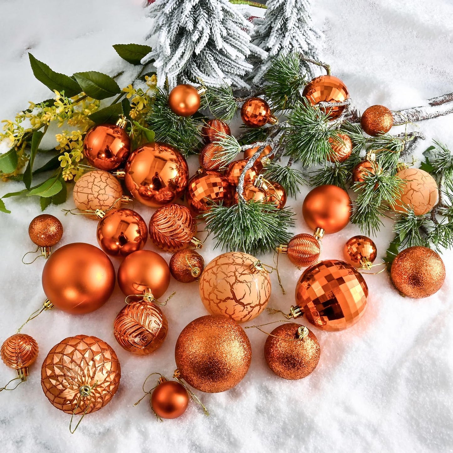 LANGXUN 36pcs Copper Orange Christmas Tree Decorations Balls, Bolas De Navidad, 2025 Christmas Decor, Indoor Outdoor Shatterproof Christmas Ornaments, Xmars Party Wedding Suppiles