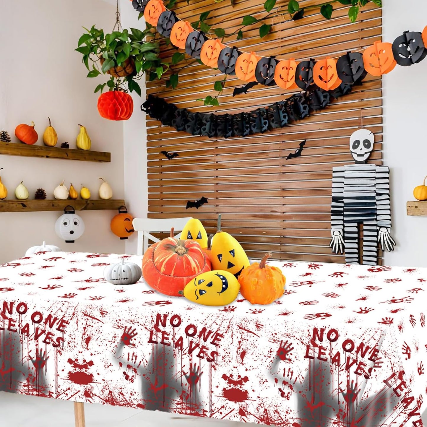Halloween Tablecloth, 3-Pack 54"x 108" Rectangle Halloween Table Covers, Bloody Handprint Tablecloth for Tables Decoration, Plastic Haunted Tablecovers for Party Supplies Disposable Spooky Table Cloth
