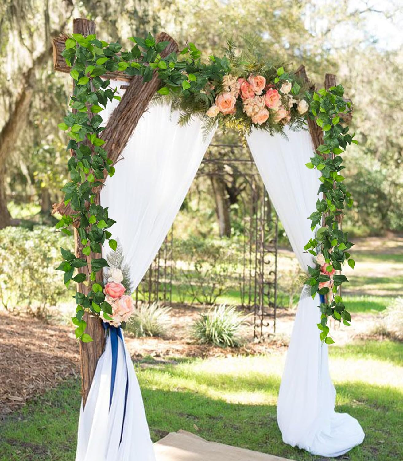 RECUTMS Artificial Vines Ivy Garland 6 Strands Fake Vine with Silk Green Leaves Hanging Plants Greenery Artificial Garland for Home Wall Bedroom Party Wedding Arch Apartment Room Decor