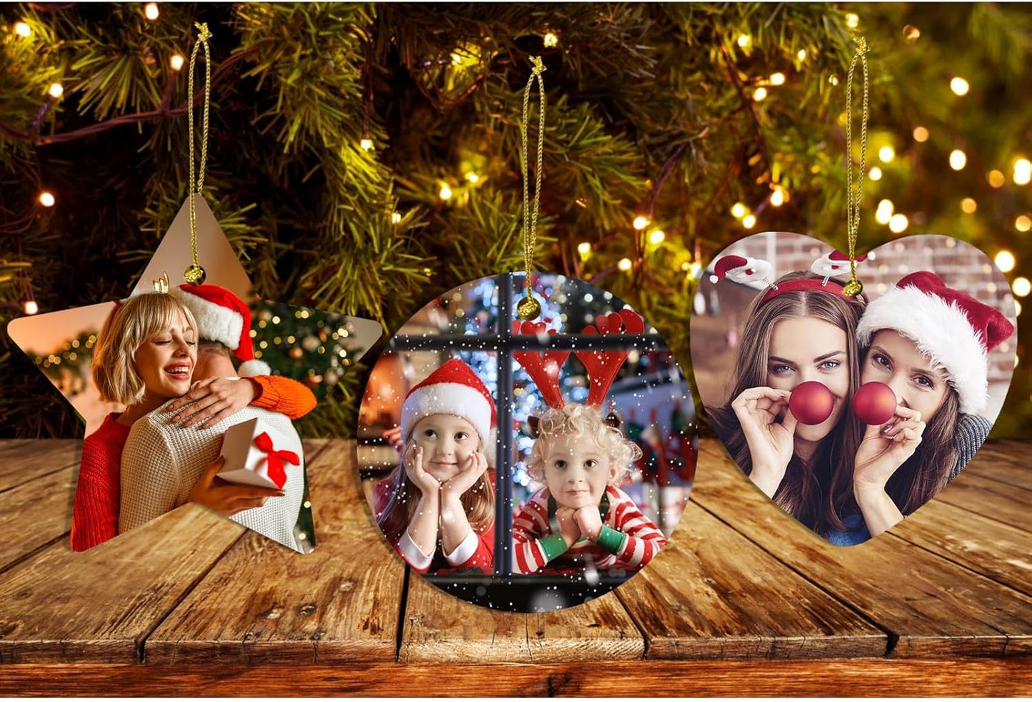 Personalized Christmas Ornaments 2025 w/Picture,Double-Sided Ceramics Custom Christmas Ornament - Upload Any Photo,Optional Text - Picture Ornaments,Customized Xmas Ornament,Round