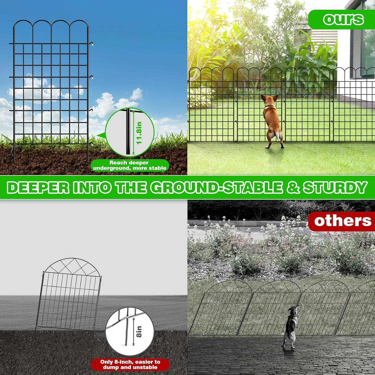 12 Panels Tall Decorative Garden Fence, 40 in(H) X 26 ft(L) No Dig Garden Dog Fence Animal Barrier, Rustproof Metal Wire Panel Border Fencing for Yard, Flower Vegetable Bed, Patio and Outdoor Decor