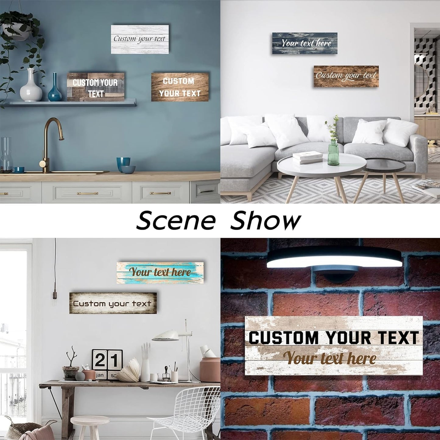 LZIMU Custom Text Signs Wall Decor Personalized Canvas Quote Family Sign Wall Art Wood Background Rustic Farmhouse Decor Framed (8"x24")